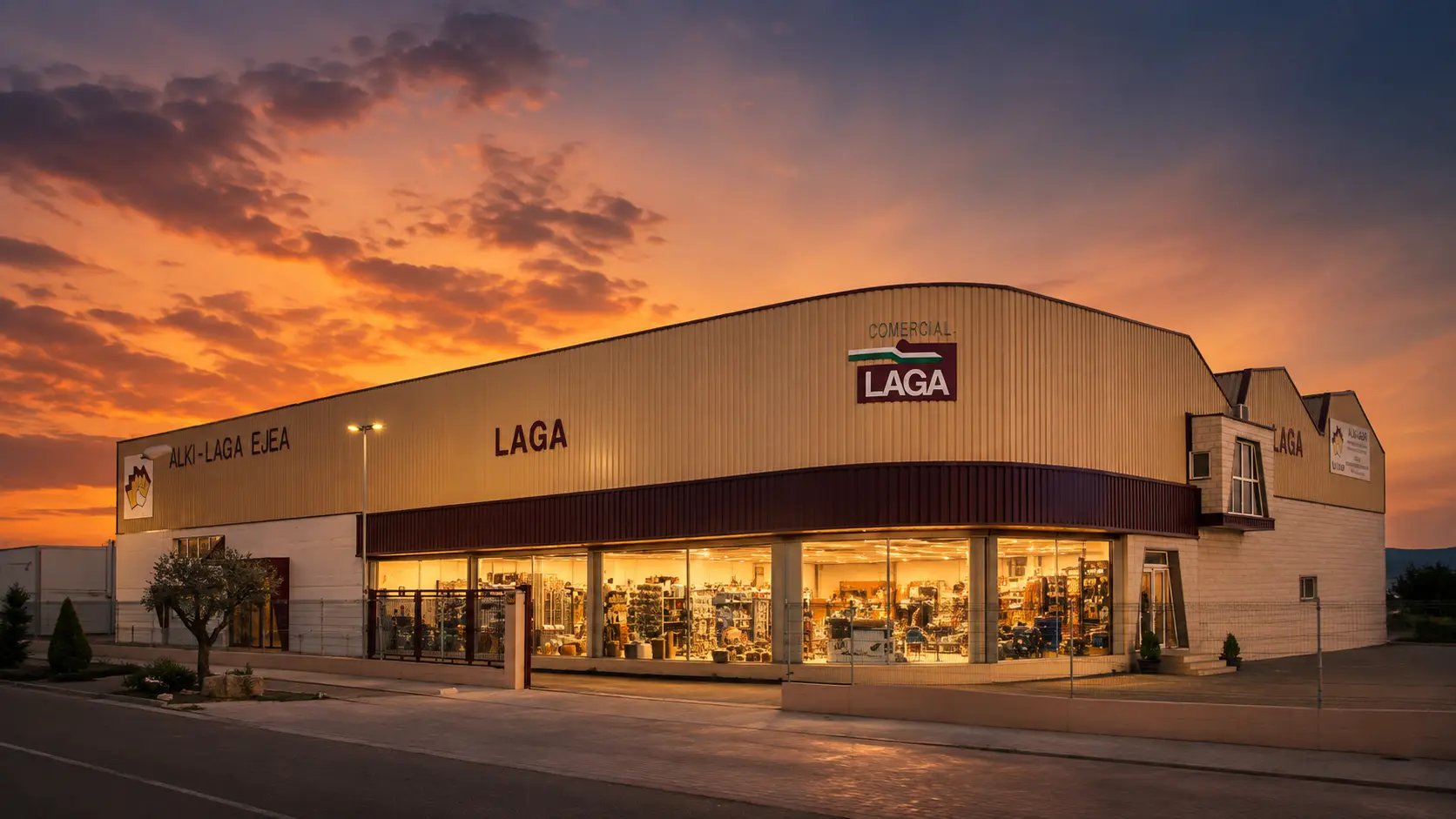 Fachada de Comercial Laga en el Polígono Valdeferrín
